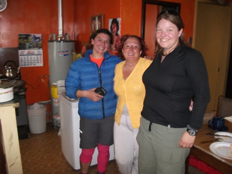 Me and guada and the amazing generous Blanca! After giving us a warm and wonderful place to sleep and mountains of food and booze. 